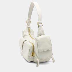 Pre Owned Miu Miu White Leather Napa Pocket Bag
