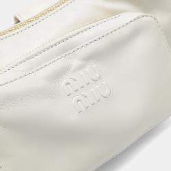 Pre Owned Miu Miu White Leather Napa Pocket Bag