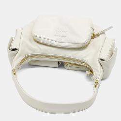 Pre Owned Miu Miu White Leather Napa Pocket Bag