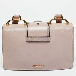 Pre Owned Miu Miu Pink Madras Leather Crystals Embellished Flap Shoulder Bag