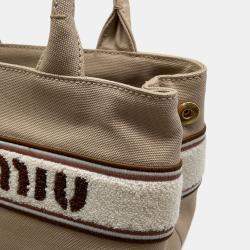 Pre Owned Miumiu Canvas2Wayhandbag Beige Cotton