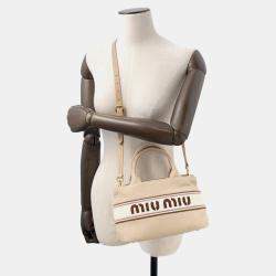 Pre Owned Miumiu Canvas2Wayhandbag Beige Cotton