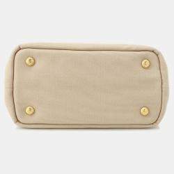 Pre Owned Miumiu Canvas2Wayhandbag Beige Cotton