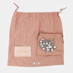 Pre Owned Miumiu Matelasse Round Shoulder Bag Silver Leather