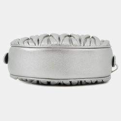 Pre Owned Miumiu Matelasse Round Shoulder Bag Silver Leather