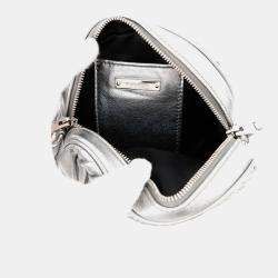 Pre Owned Miumiu Matelasse Round Shoulder Bag Silver Leather