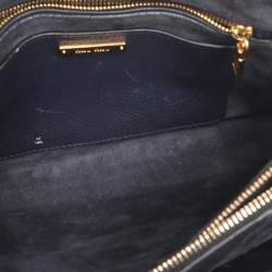 Pre Owned Miu Miu Push Lock Navy Blue Leather Satchel