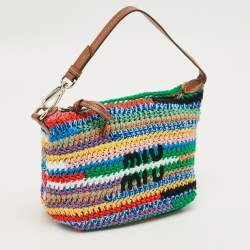 مملوكة مسبقًا Miu Miu Multicolor Crochet Fabric Pouch
