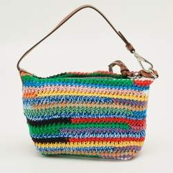 مملوكة مسبقًا Miu Miu Multicolor Crochet Fabric Pouch