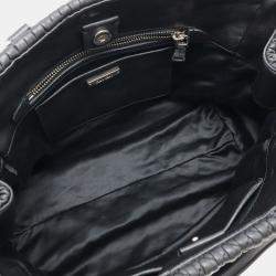 Pre Owned Miu Miu Miu Matelasse Nappa Crystal Gathered Handbag Shoulder Leather Black