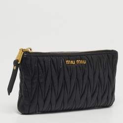 Pre Owned محفظة ميوميو جلد ماتيلاس أسود بسحاب