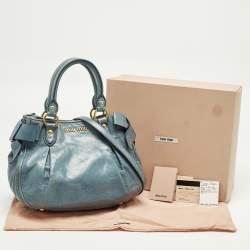 مملوكة مسبقًا Miu Miu Blue Vitelllo Lux Leather Satchel