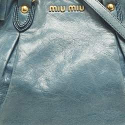 مملوكة مسبقًا Miu Miu Blue Vitelllo Lux Leather Satchel