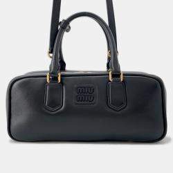 Pre Owned Miu Miu Miu Handbag Arcadi Leather 2-Way Black
