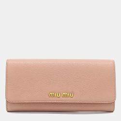 Pre Owned Miu Miu Pink Leather Long Wallet