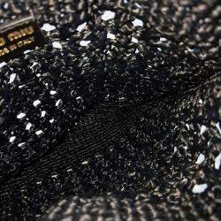 Pre Owned Miu Miu Black Leather and Raffia Woven Fabric Mini Bag