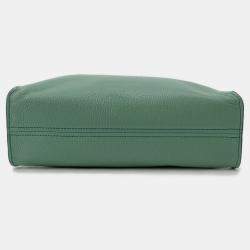 Pre Owned Miumiu Madras 2-Way Tote Bag Green Leather