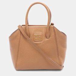 مملوكة مسبقًا Miu Miu Vitterodino Brown Vitello Daino Leather Crossbody Bag