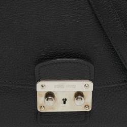 Pre Owned Miu Miu Pushlock Flap Black Leather Crossbody Bag