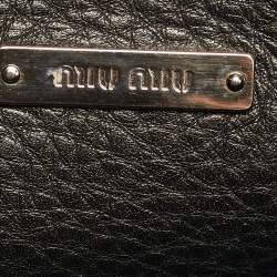 Pre Owned Miu Miu Pushlock Flap Black Leather Crossbody Bag