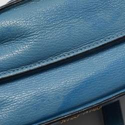 مملوكة مسبقًا Miu Miu Two Tone Blue Madras Leather Flap Crossbody Bag