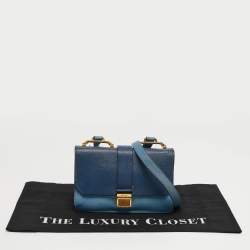 مملوكة مسبقًا Miu Miu Two Tone Blue Madras Leather Flap Crossbody Bag