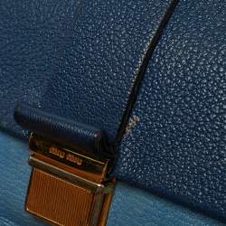 مملوكة مسبقًا Miu Miu Two Tone Blue Madras Leather Flap Crossbody Bag