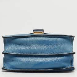 مملوكة مسبقًا Miu Miu Two Tone Blue Madras Leather Flap Crossbody Bag