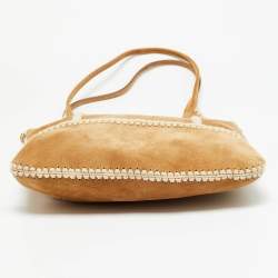 Pre Owned حقيبة آيفي ميوميو شامواه بيج / أبيض مائل للصفرة وكروشيه