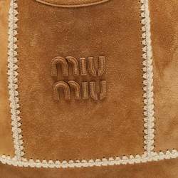 Pre Owned حقيبة آيفي ميوميو شامواه بيج / أبيض مائل للصفرة وكروشيه