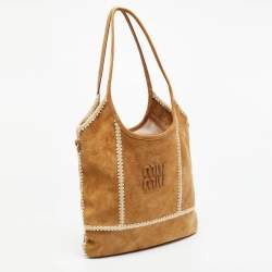 Pre Owned حقيبة آيفي ميوميو شامواه بيج / أبيض مائل للصفرة وكروشيه