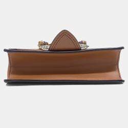 Pre Owned حقيبة يد جلدية بنية ميو ميو