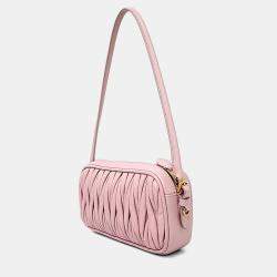 Pre Owned Miu Miu Pink Leather Napa Matrasse Pouch and Shoulder Bag