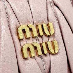 Pre Owned Miu Miu Pink Leather Napa Matrasse Pouch and Shoulder Bag