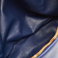 Pre Owned Miu Miu Soft Calf Cloud Navy Blue Leather Shoulder Bag