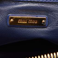 Pre Owned Miu Miu Soft Calf Cloud Navy Blue Leather Shoulder Bag