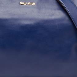 Pre Owned Miu Miu Soft Calf Cloud Navy Blue Leather Shoulder Bag