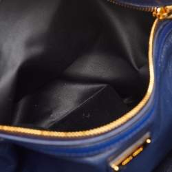 Pre Owned Miu Miu Soft Calf Cloud Navy Blue Leather Shoulder Bag