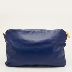 Pre Owned Miu Miu Soft Calf Cloud Navy Blue Leather Shoulder Bag