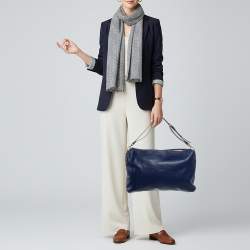 Pre Owned Miu Miu Soft Calf Cloud Navy Blue Leather Shoulder Bag