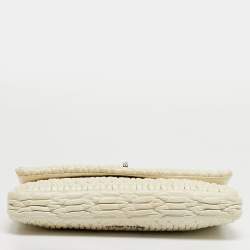 مملوكة مسبقًا حقيبة كتف ميو ميو جلد أبيض ماتيلاسي بغطاء كريستال