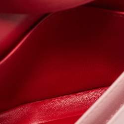 Pre Owned Miu Miu Crystal Embellished Pink Matelassé Leather Flap Card Case