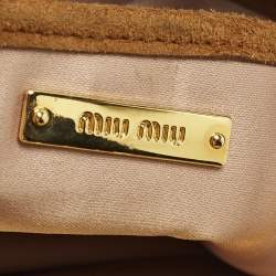 Pre Owned Miu Miu Kisslock Frame Brown Matelassé Suede Clutch