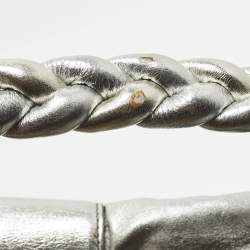 Pre Owned Miu Miu Coffer Silver Matelassé Leather Hobo