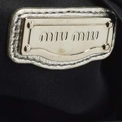 Pre Owned Miu Miu Coffer Silver Matelassé Leather Hobo