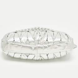 Pre Owned Miu Miu Coffer Silver Matelassé Leather Hobo