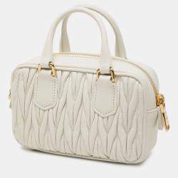 Pre Owned Miu Miu White Mini Matelasse Nappa Arcadie Satchel
