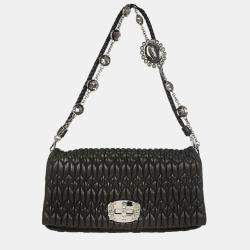 مملوكة مسبقًا Miu Miu Black Lambskin Nappa Crystal Handbag