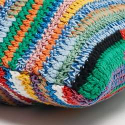 مملوكة مسبقًا Miu Miu Logo Multicolor Crochet and Leather Tote