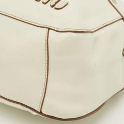 Pre Owned Miu Miu Floral Cut Off White Leather Hobo